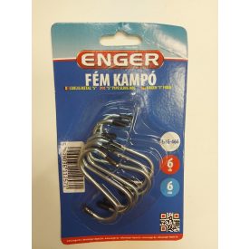 Kampó fém S 6 cm gumis vég 6 db-os