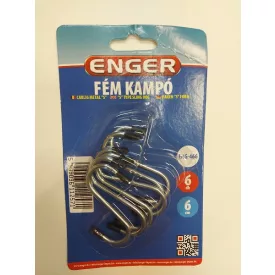 Kampó fém S 6 cm gumis vég 6 db-os